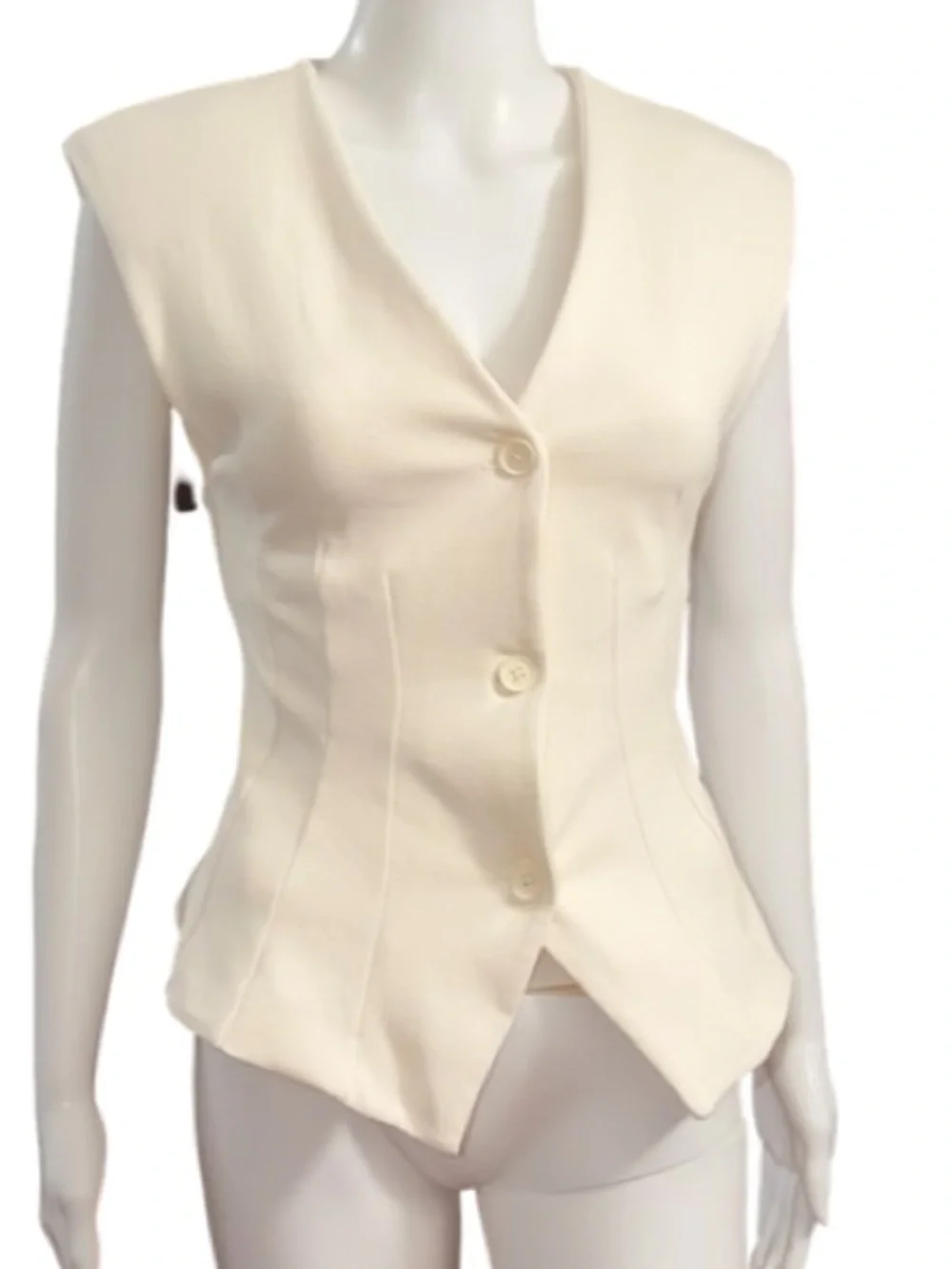 NWT Zara ZW Collection Linen Blend Volume Vest Cream Size S